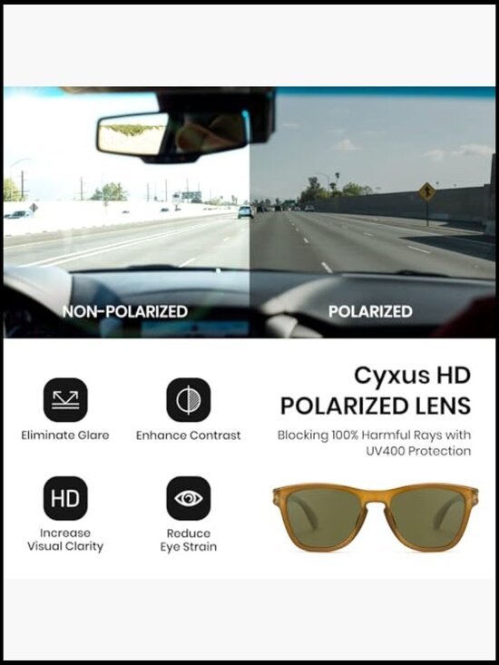 Square Polarized Sunglasses UV400 Protection TR90 Frames for Traveling Driving